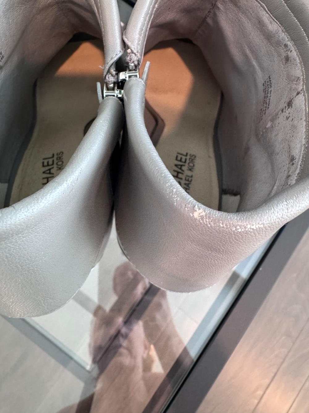 MICHAEL KORS Women’s Kendra Peep Toe Leather Heeled Ankle Booties Size 9.5 - Picture 9 of 16